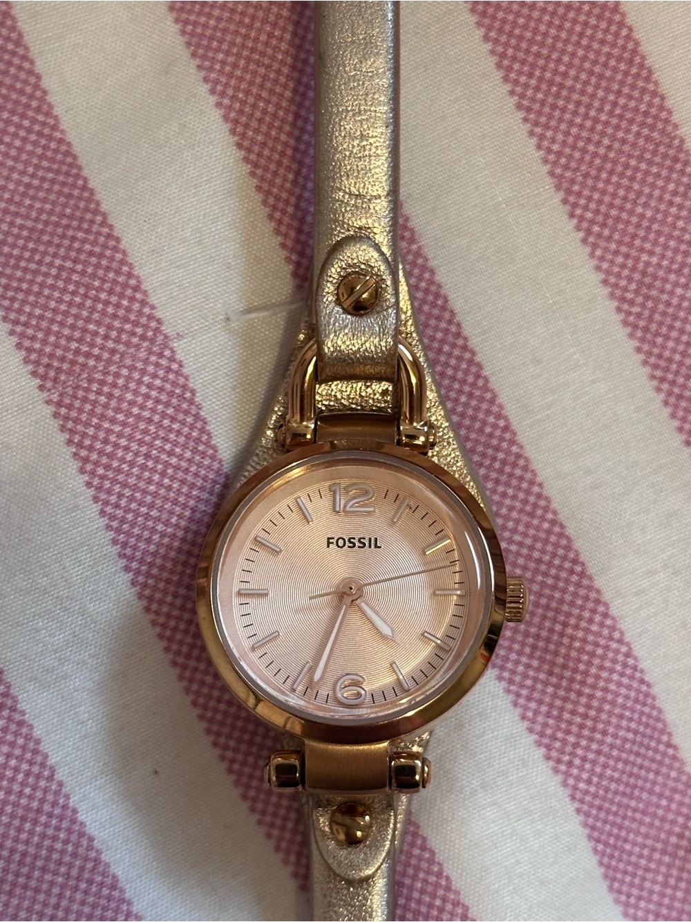 Fossil Brown Leather Strap Watch with Rose Gold Accents